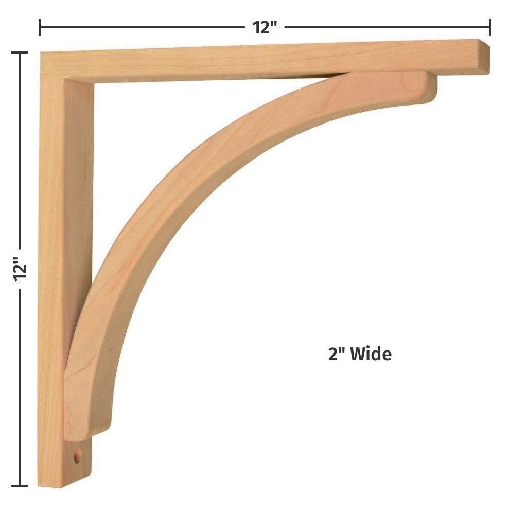 Concave 10 Wood Shelf Bracket - Tyler Morris Woodworking